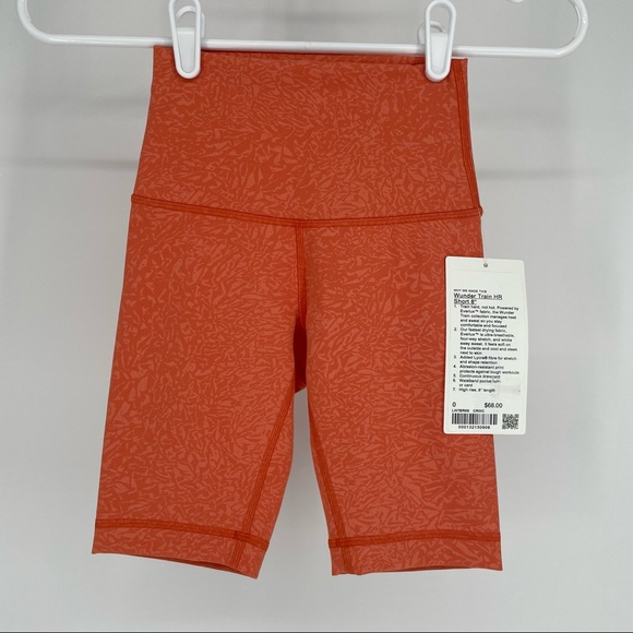 LULULEMON NWT WUNDER TRAIN HIGH RISE BIKE SHORT 8” CRUNCH WARM CORAL - Picture 5 of 9